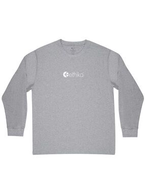 ethika Gray Long Sleeve Crewneck Logo Tee